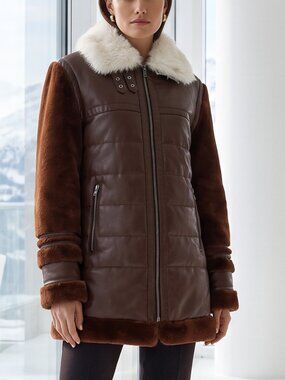 $1995 REVOLVE Samantha Sipos Alexandra Faux Shearling & Leather Coat XS